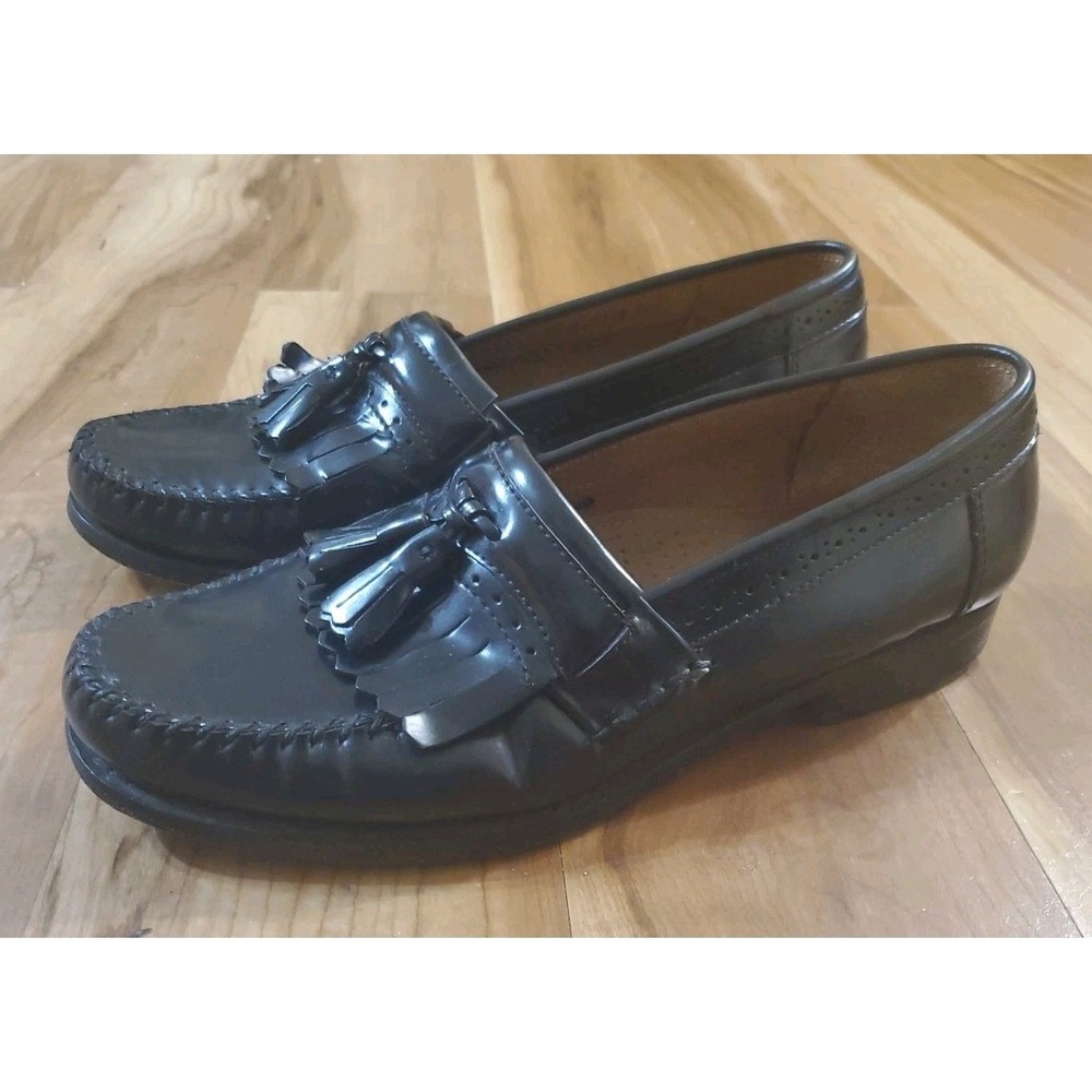 Bass Weejuns 1820 Mens Black‎ Leather Jeremy Slip On Tassel Loafers Size 10 D